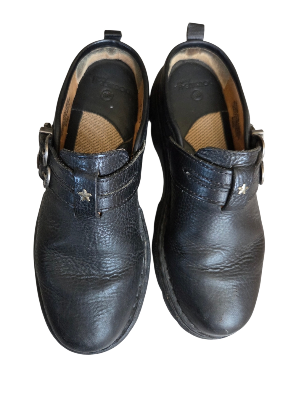 Double H Western Black Leather Double Buckle Clog Mules 9.5 - Picture 3 of 13